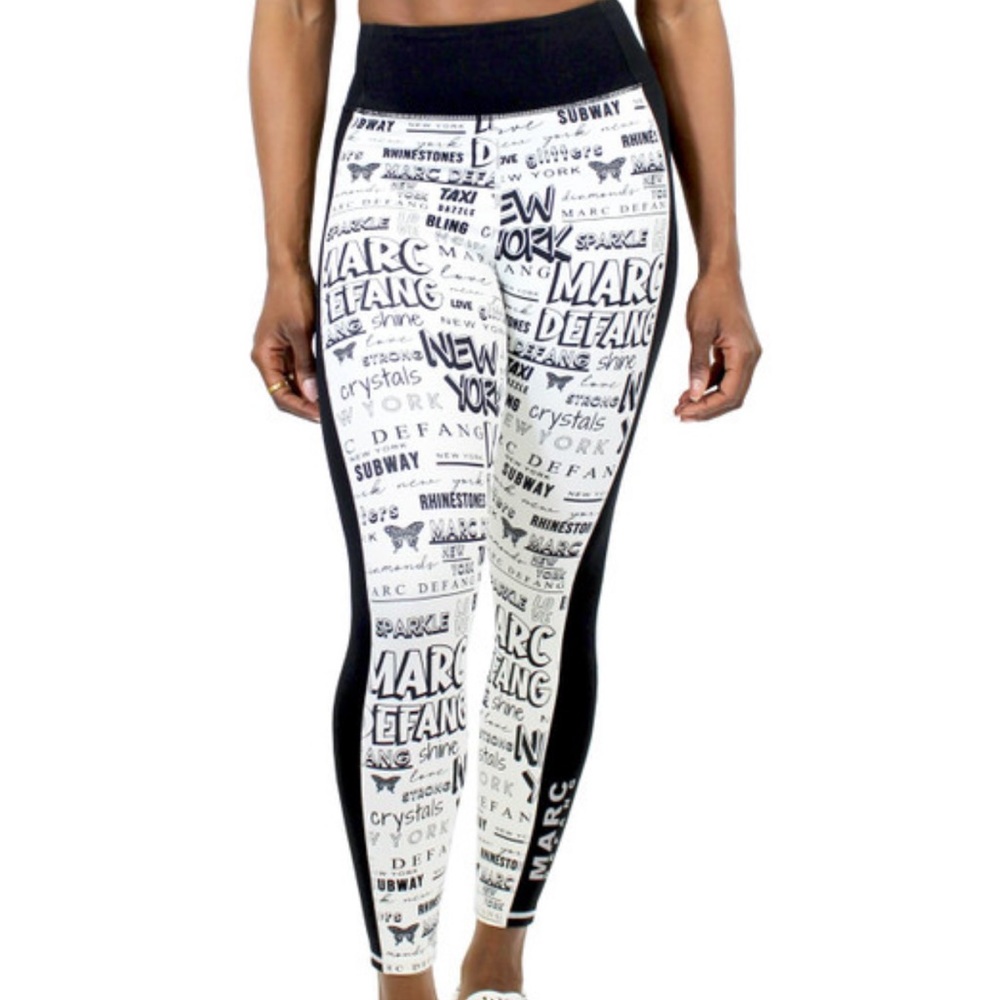 New Marc Defang NYC White Graffiti Athletic Leggings - S